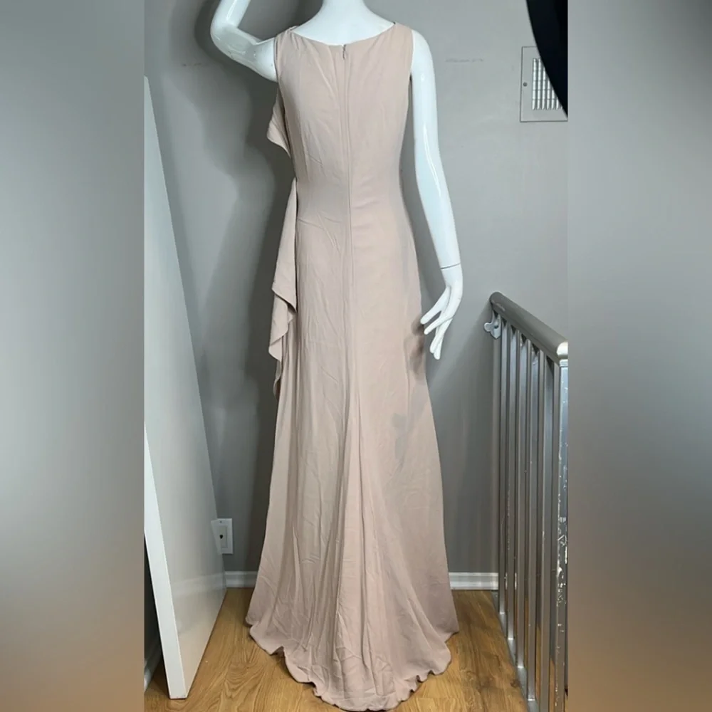 Valentino Sz 6 Silk Crepe Dusty Rose Sleeveless Long Gown - Picture 3 of 14